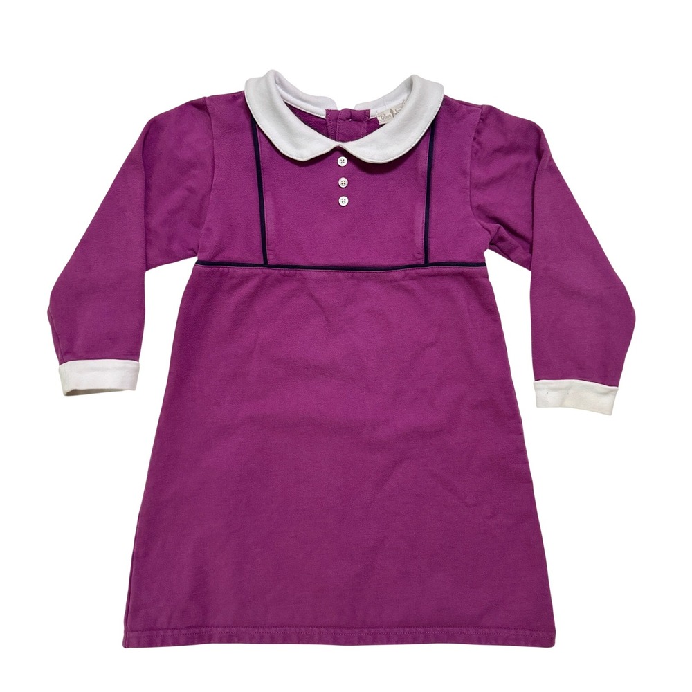 Olive Juice Dress Size 6 Purple Peter Pan Collar Long Sleeve Cotton Knit Classic